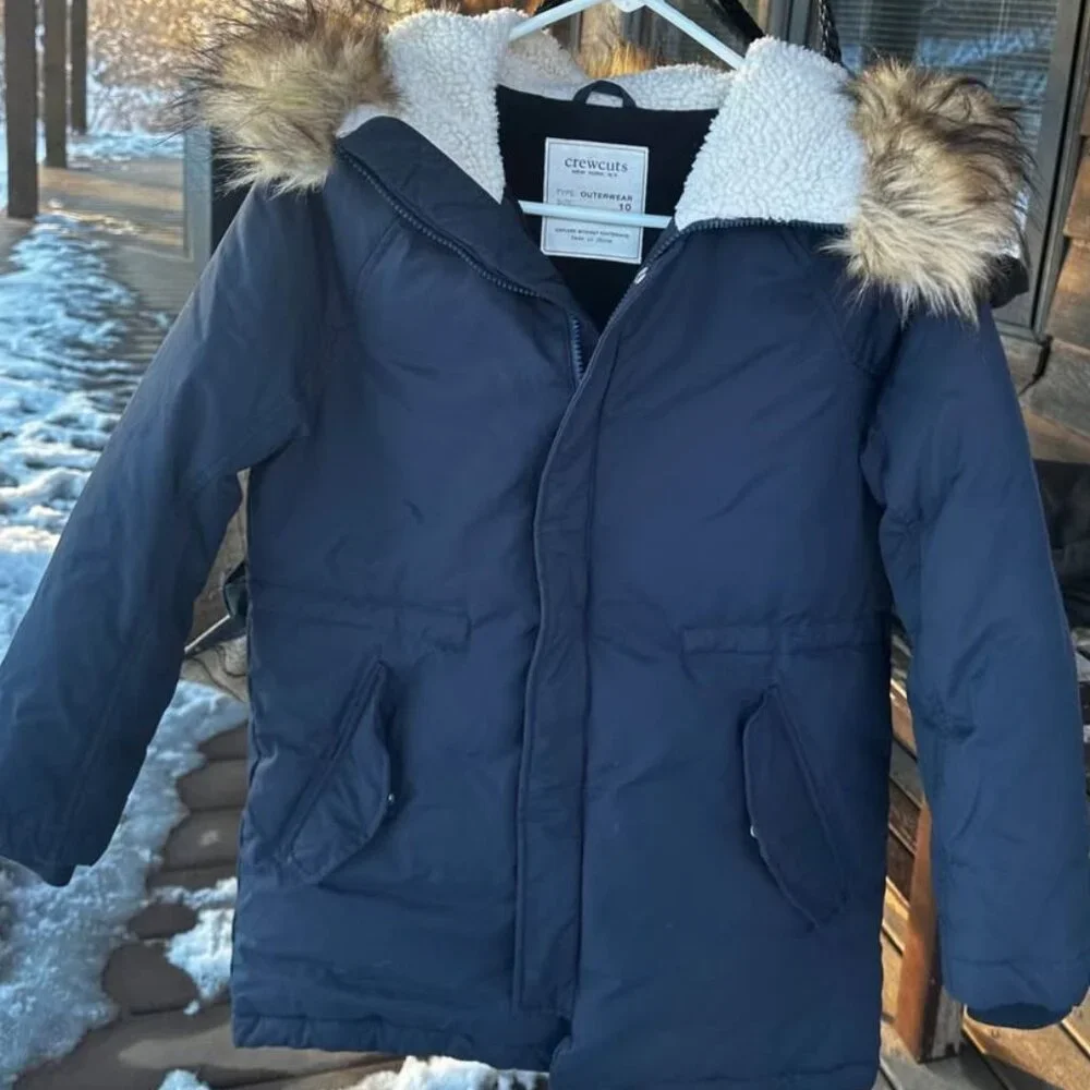 Boys crewcuts by J. Crew, down parka size 10. Blue